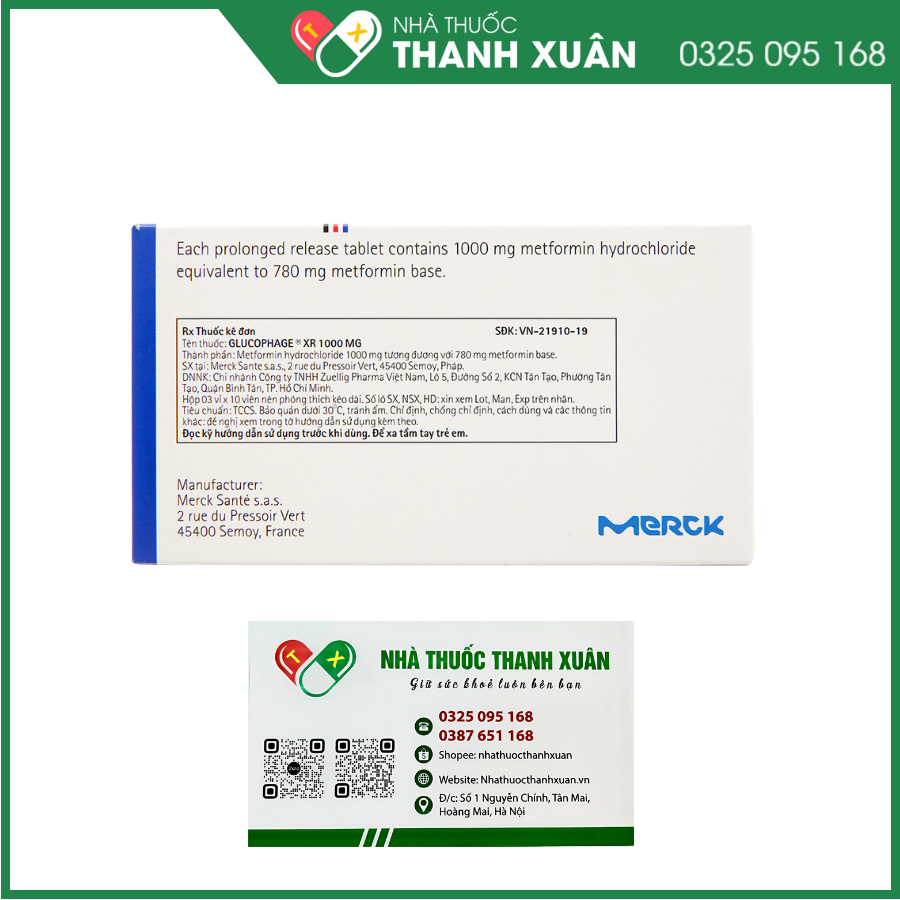 Thuốc Glucophage XR 1000mg điều trị tiểu đường typ II